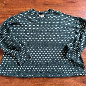 Women’s Madewell Boxy Cut Top. Evergreen, puff sleeves. Size Large.